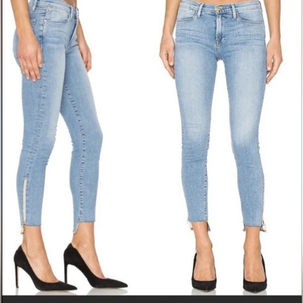 NWT FRAME Denim Le High Skinny With Stagger Zipper Cut Jeans Sz 31